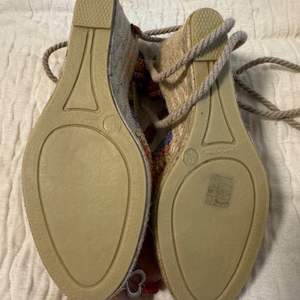 NWT Sézane Rainbow Crochet Espadrille Wedges Size 8 Summer Resort - Picture 3 of 4
